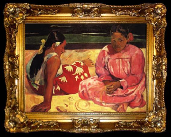 framed  Paul Gauguin Tahitian Women(on the Beach), ta009-2